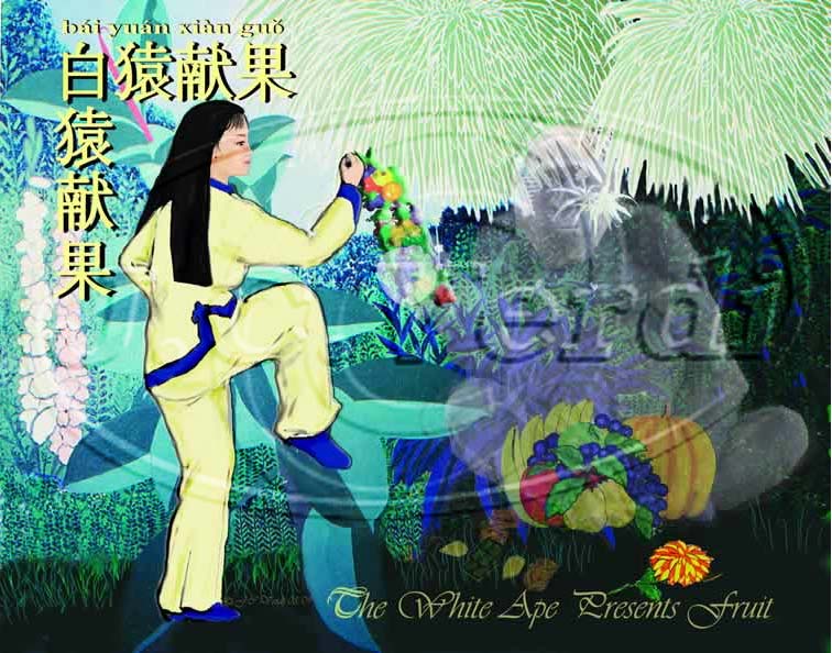 white ape presents fruit